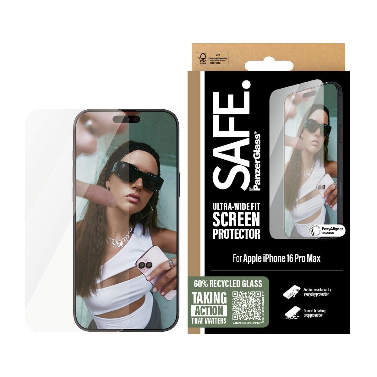 SAFE. by PanzerGlass® Skærmbeskyttelse iPhone 16 Pro Max | Ultra-Wide Fit