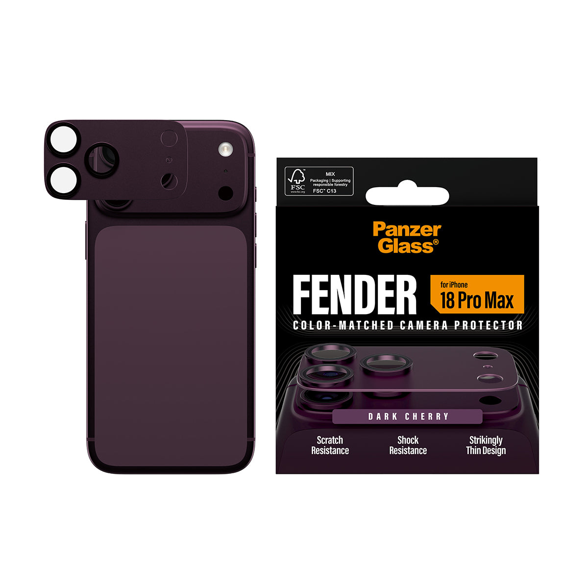 PG Fender Camera Lens Protector Dark Cherry iP18 Pro Max - billede 2