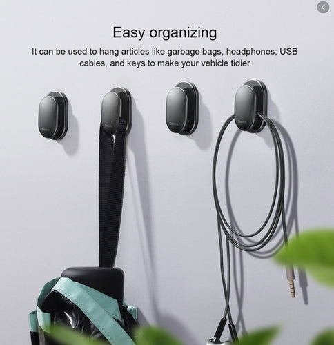 4Pcs/Set BASEUS Small Shell Vehicle Hook Car Mount Holder - Black