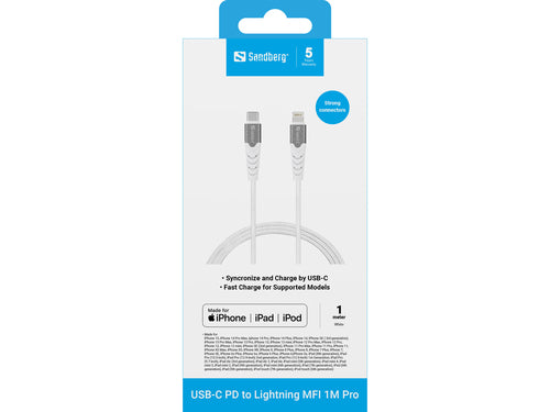 Kabel USBC/Lightning 1m MFI