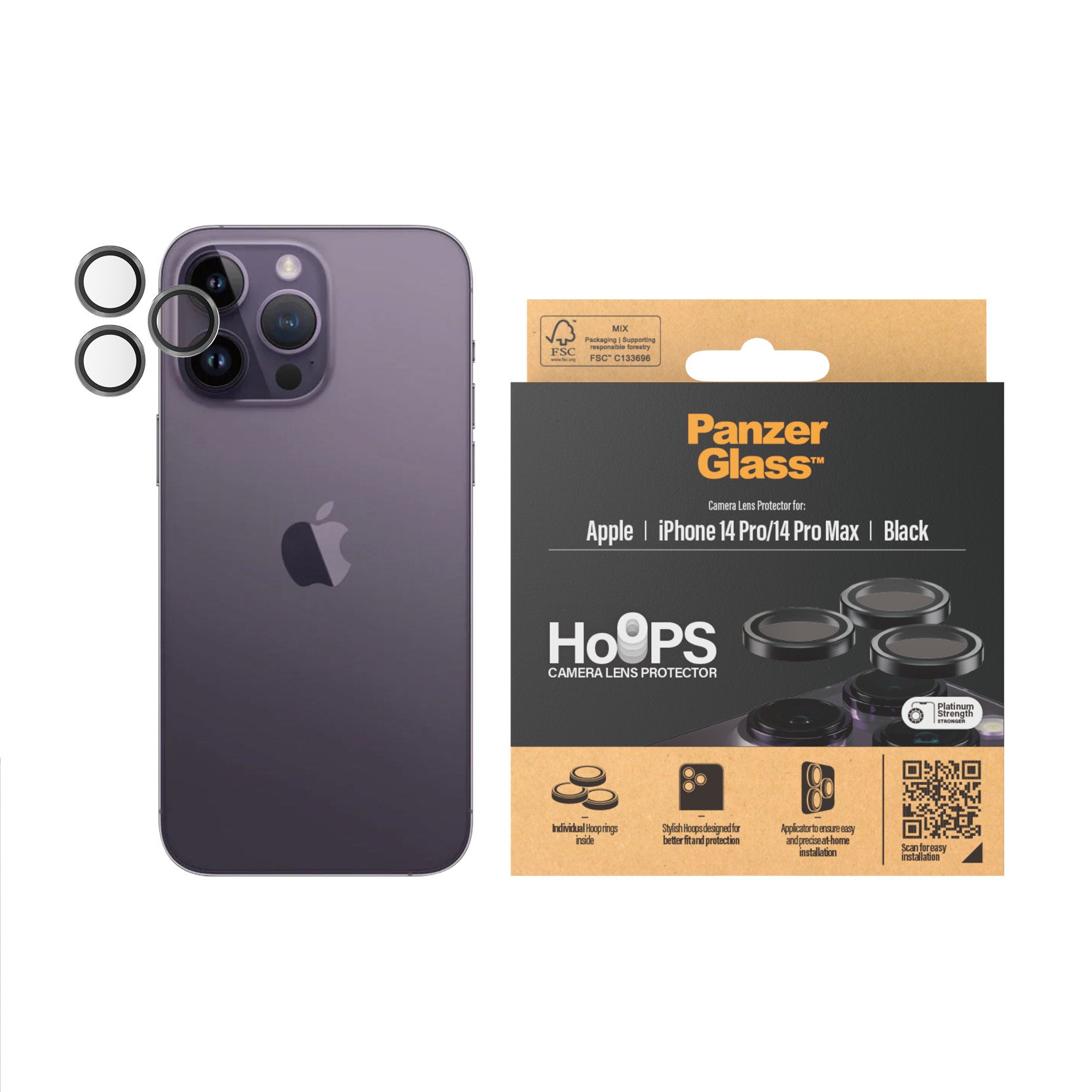 PanzerGlass Hoops Rings for iPhone 14 Pro/14 Pro Max Black - billede 2