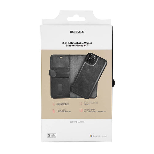 iPhone 14/14 Plus Wallet Flip Cover 2in1 3 card – Sort – Buffalo