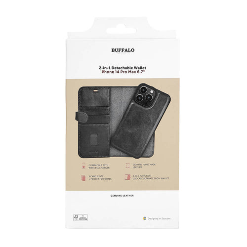 iPhone 14 Pro Max Wallet Flip Cover 2in1 3 card – Sort – Buffalo