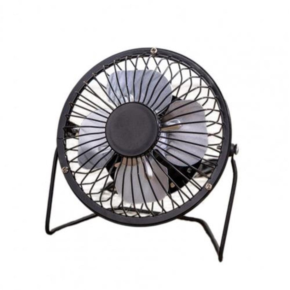 Wrought Iron Portable Table Fan 4 inch Mini Cooling Fan for Office Fan Support 360-Degree Adjustable - Black