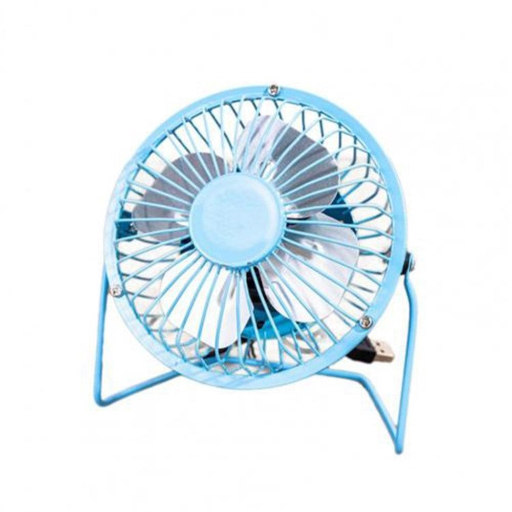 Wrought Iron Portable Table Fan 4 inch Mini Cooling Fan for Office Fan Support 360-Degree Adjustable - Blue