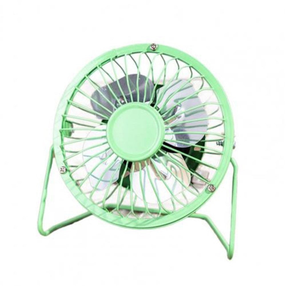 Wrought Iron Portable Table Fan 4 inch Mini Cooling Fan for Office Fan Support 360-Degree Adjustable - Green