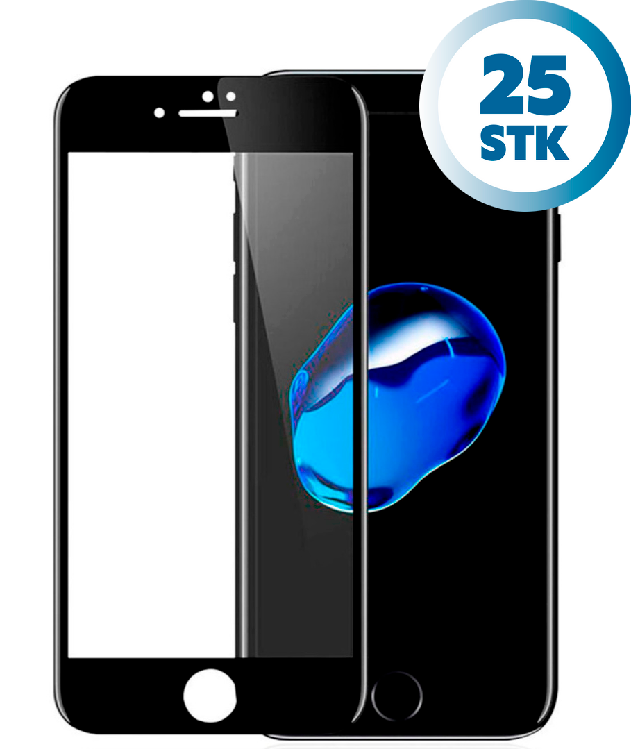 iPhone SE (2022/2020) / 8 / 7 / 6S / 6 Skærmbeskyttelse 3D Curved Sort (Bulk)
