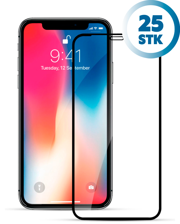 iPhone XR / 11 Skærmbeskyttelse 3D Curved Sort (Bulk)