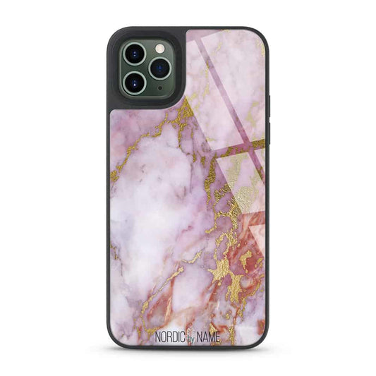 iPhone 13 mini Cover Marmor Look Kamera Ring – Rød