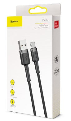 BASEUS USB Cable - USB Type-C 3M 2A Cafule CATKLF-UG1 black-grey - billede 6