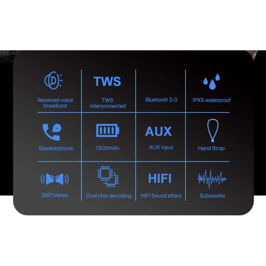 BD05 Portable Bluetooth 5.0 Wireless HiFi Speaker Waterproof Subwoofer Music Player FM Radio - Camouflage - billede 3