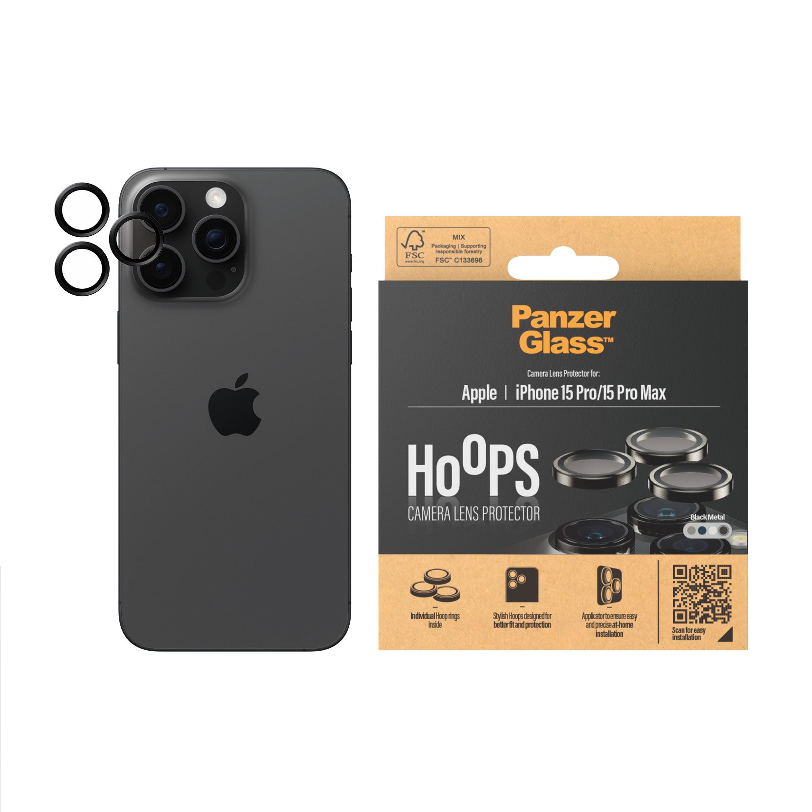 PanzerGlass Hoops for iPhone 15 Pro/Pro Max Black - billede 2
