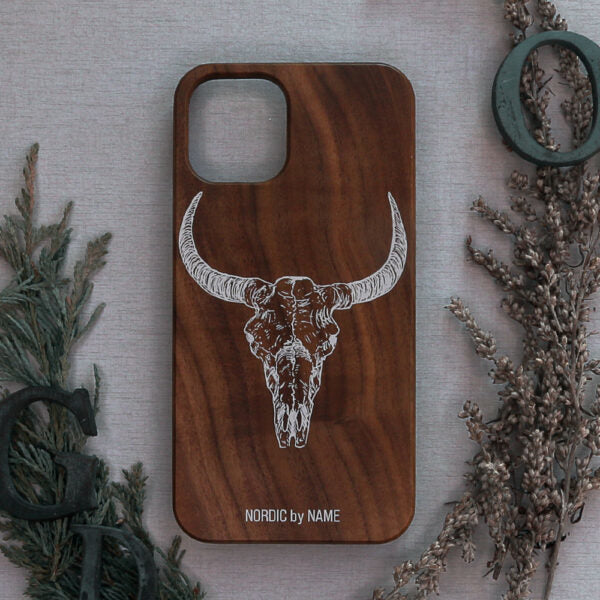iPhone 11 Pro Træ Cover Kvæg Kranie Med Horn