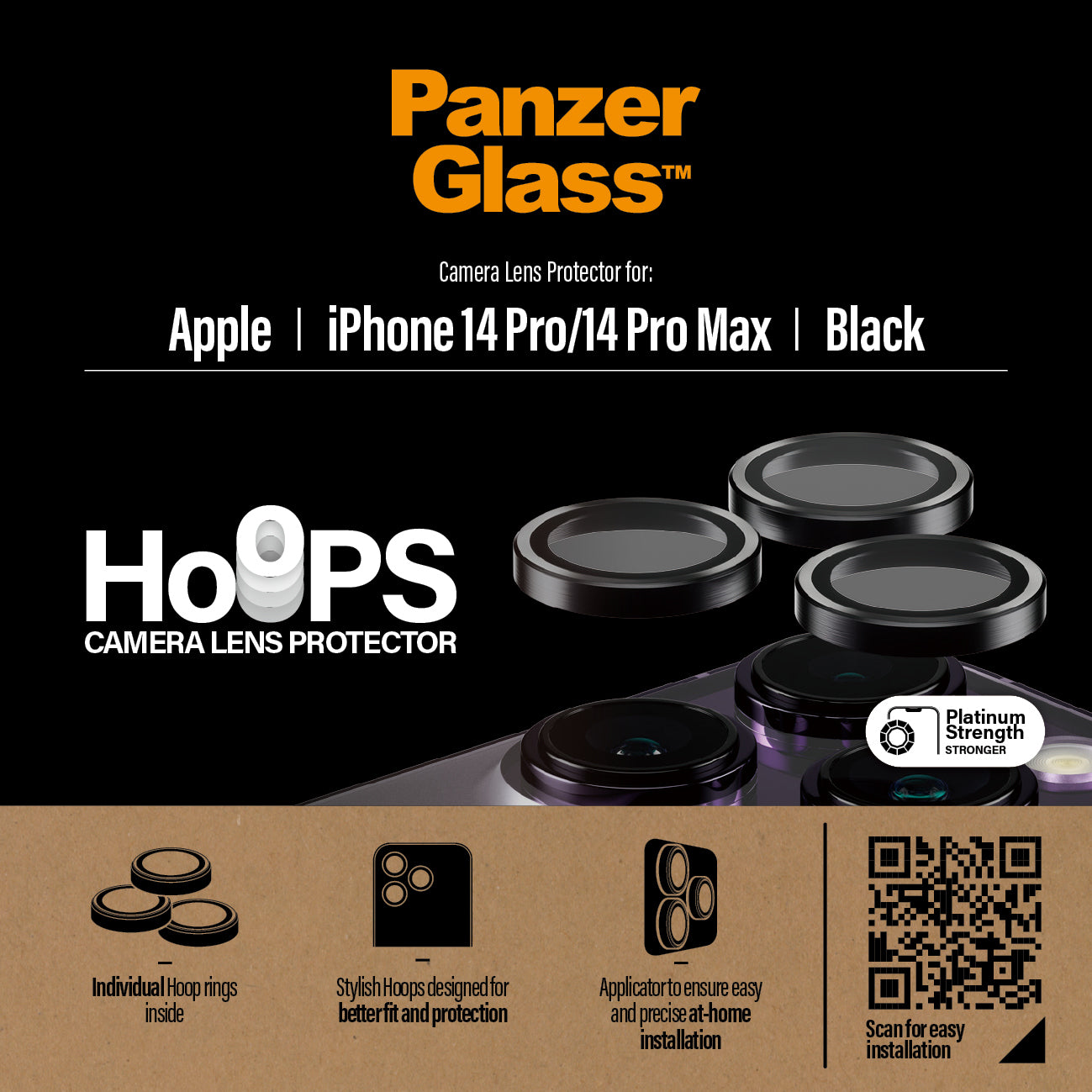PanzerGlass Hoops Rings for iPhone 14 Pro/14 Pro Max Black