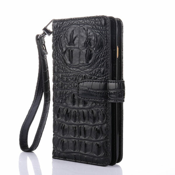 iPhone 12/12 Pro Wallet Flip Cover krokodille – Sort