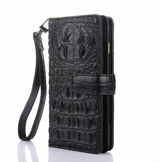 iPhone 12/12 Pro Wallet Flip Cover krokodille – Sort