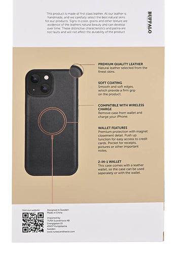 iPhone 15 Cover med kortholder 2in1 3 Magserie – Sort – Buffalo