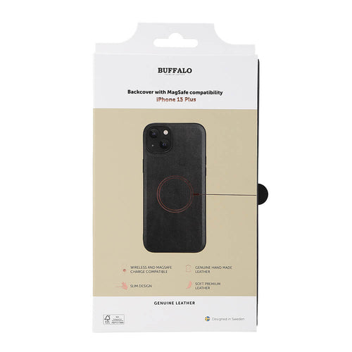 iPhone 15 Plus Læder Cover Magserie – Sort – Buffalo