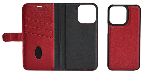 iPhone 13 Pro Læder Wallet Flip Cover detachable – Rød