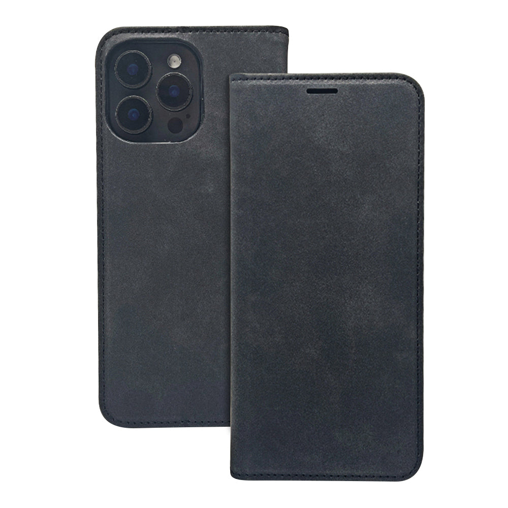 iPhone 13 Læder Wallet Flip Cover Smart Suede velvet – Sort