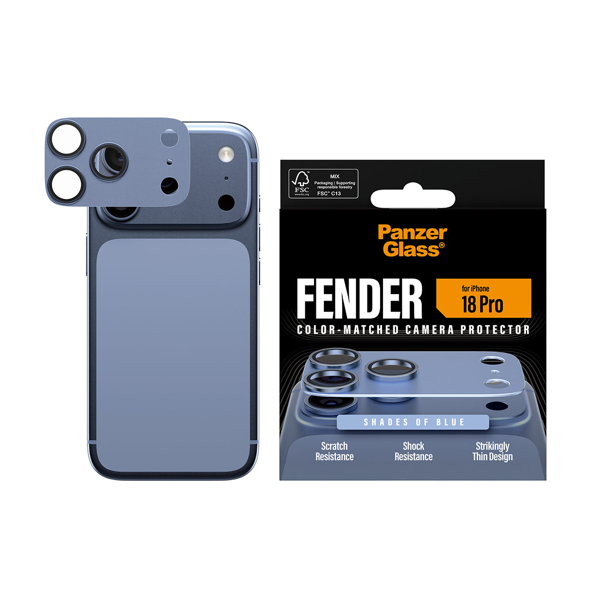 PG Fender Camera Lens Protector Shades of Blue iPhone 18 Pro - billede 2