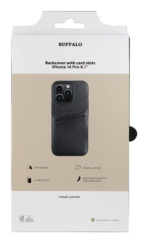 iPhone 14 Pro Læder Cover med kortholder 2 6 1 – Sort – Buffalo