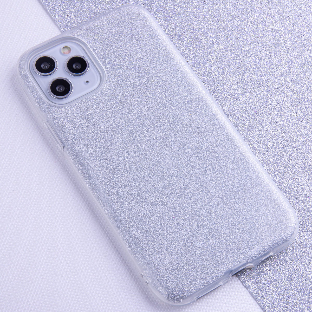 iPhone 17 Pro Max / 18 Pro Max Cover Glitter – Sølv - billede 7