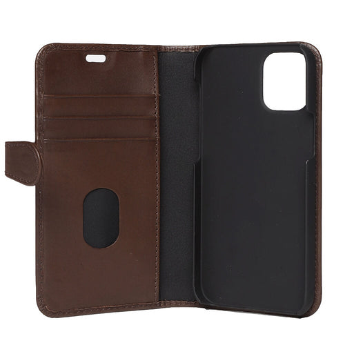 iPhone 12 Mini Læder Wallet Flip Cover – Brun – Buffalo