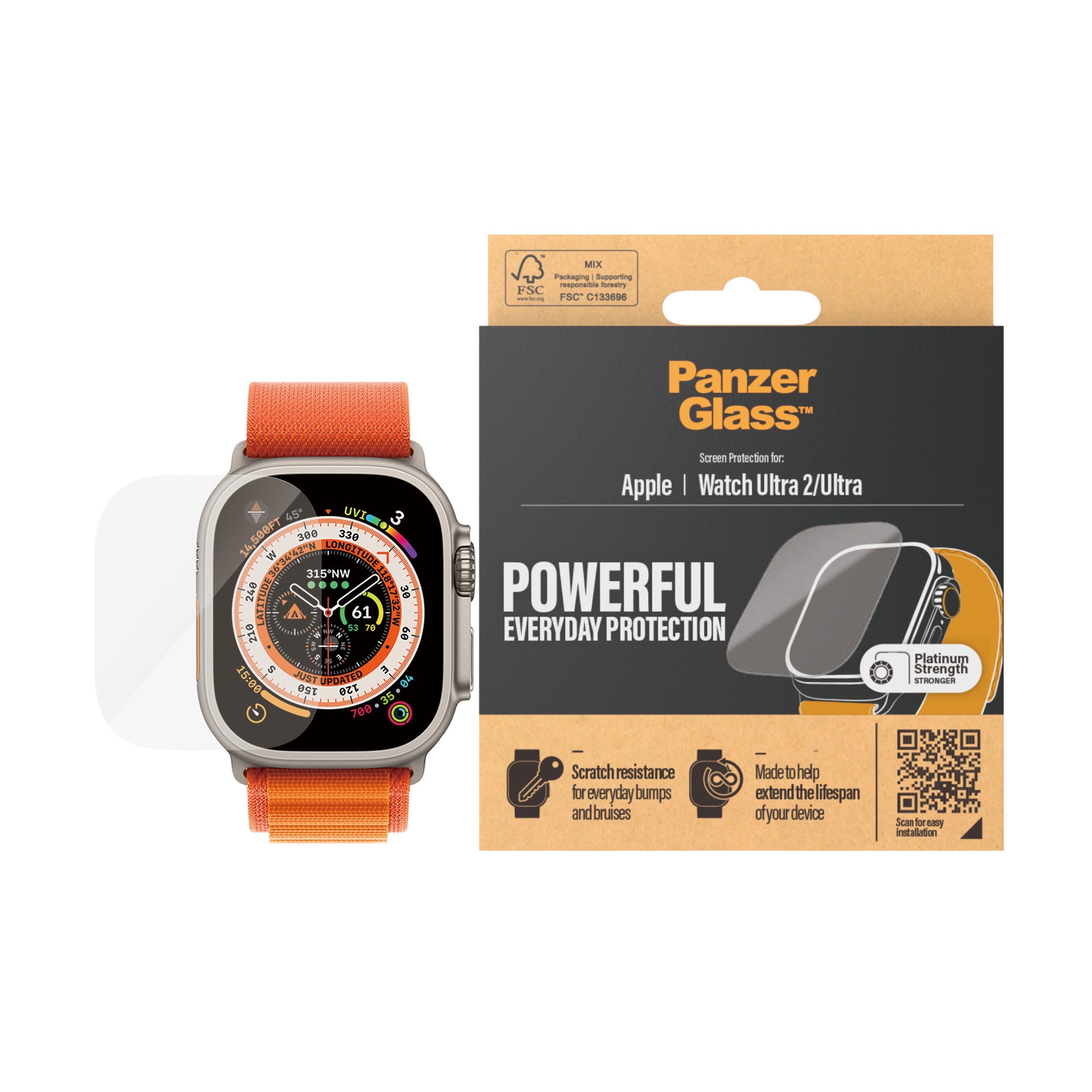 PanzerGlass Screen Protector Apple Watch Ultra 49mm, Ultra-W