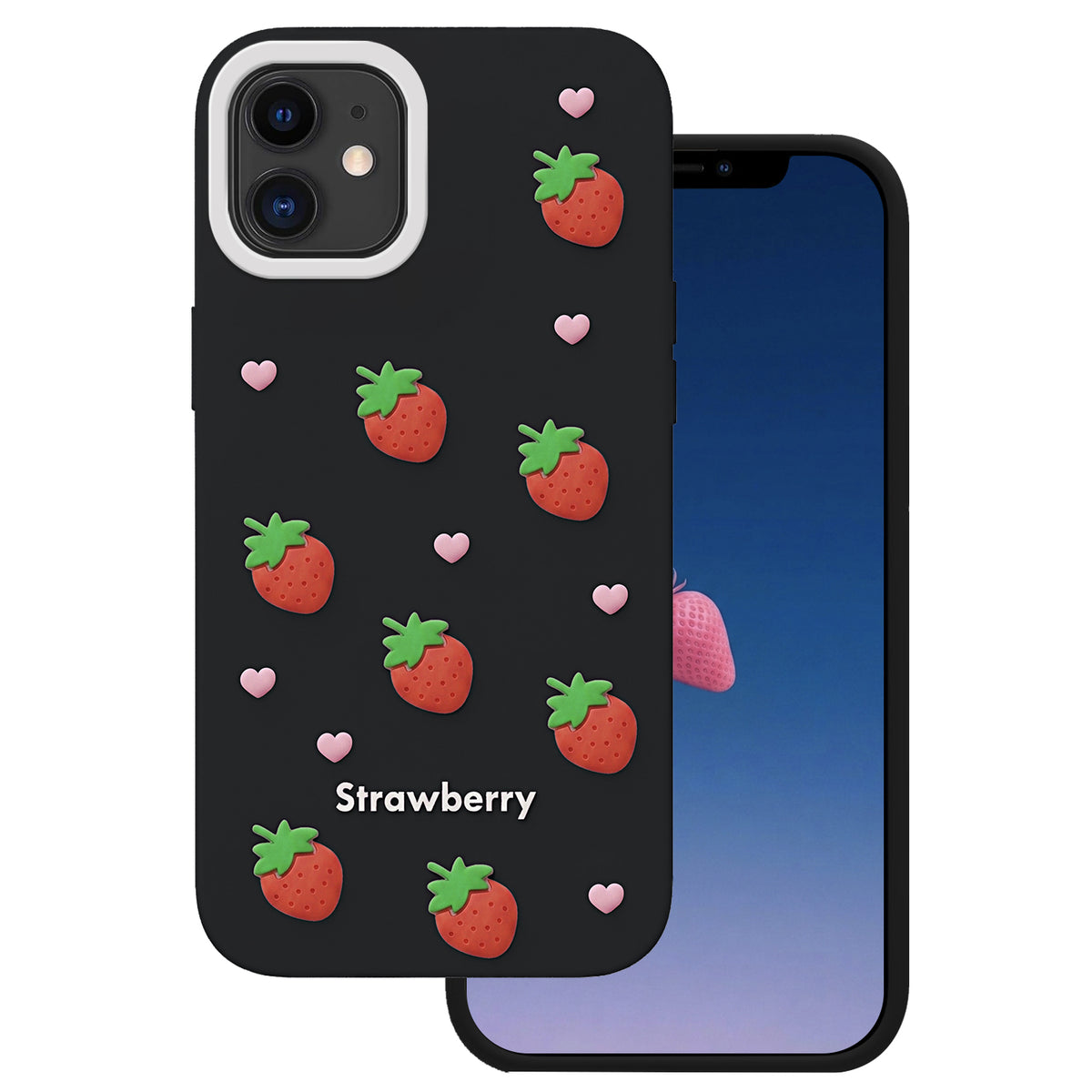 iPhone 11 Silicone Cover Strawberry – Sort