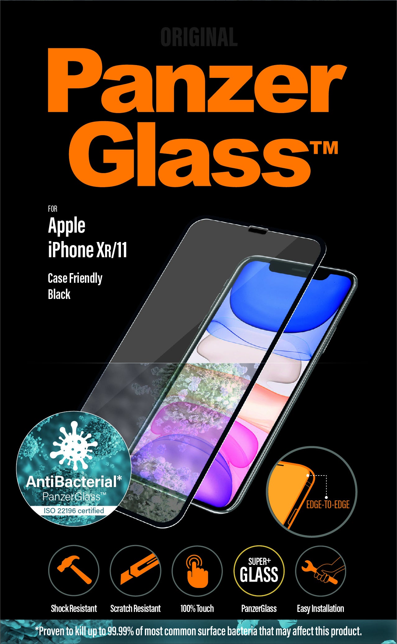 PanzerGlass iPhone XR/11, Black (Case Friendly) - billede 8