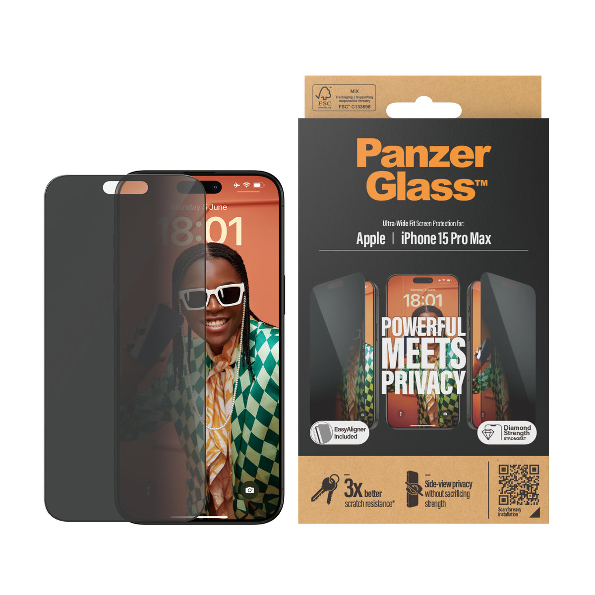 PanzerGlass iPhone 15 Pro Max UWF Privacy wA - billede 2