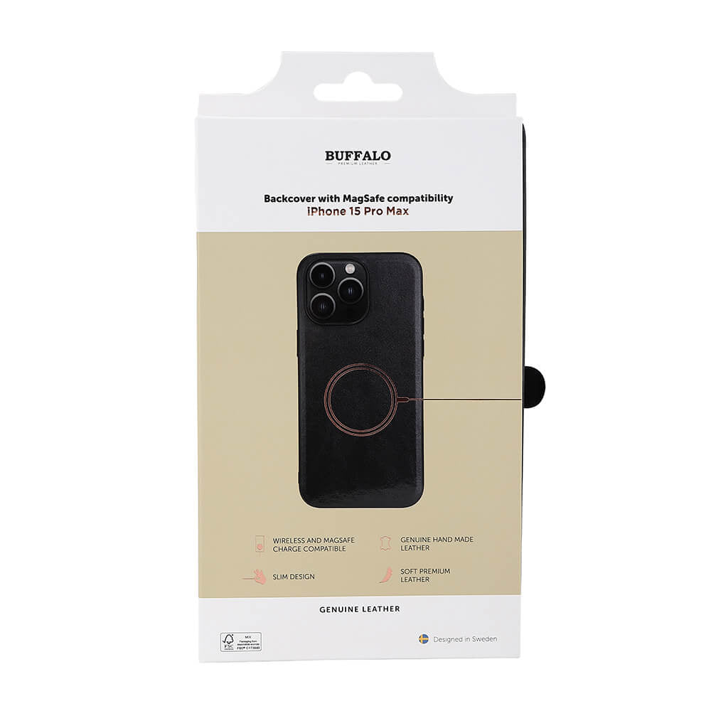 iPhone 15 Pro Max Læder Cover Magserie – Sort – Buffalo - billede 2
