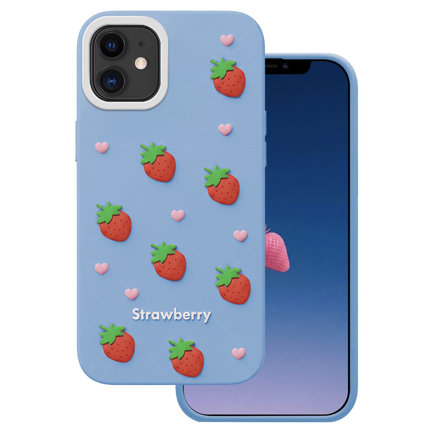 iPhone 11 Silicone Cover Strawberry – Blå