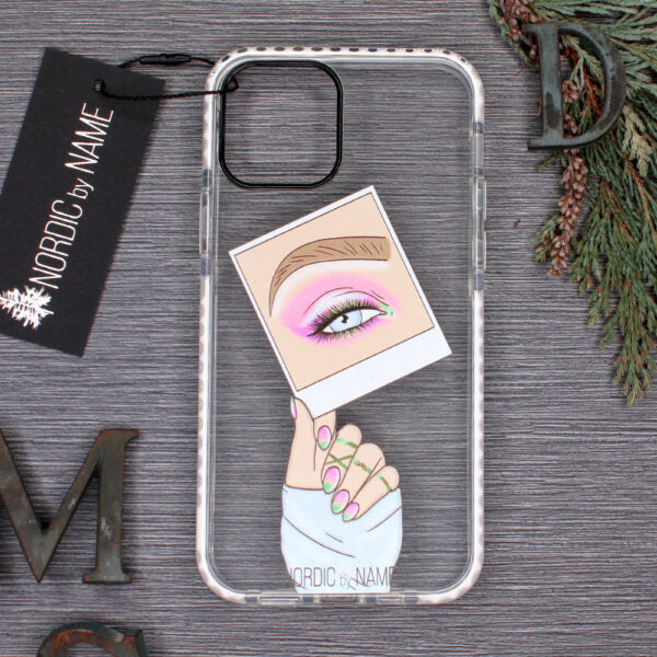 iPhone 12 Mini Cover Hånd Med Foto Af Øje/øjenbryn – Transparent