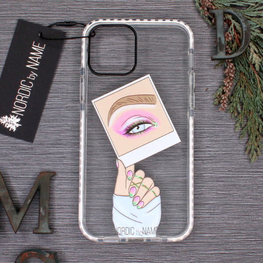 iPhone 12/12 Pro Cover Hånd Med Foto Af Øje/øjenbryn – Transparent