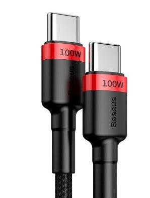 BASEUS USB Cable - Cafule CATKLF-AL91 Type-C - Type-C 2M 100W 5A black-red - billede 4