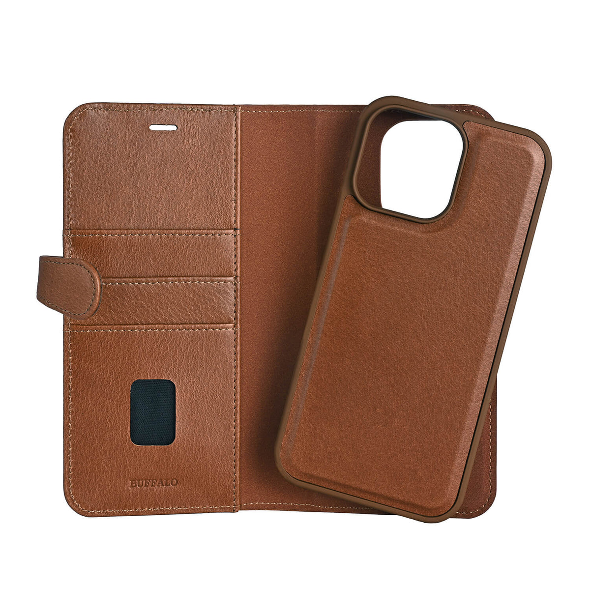 iPhone 16 Pro Max Wallet Flip Cover 2 i 1 – Brun – Buffalo - billede 4