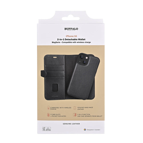 iPhone 16 2i1 wallet sort læder
