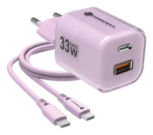 Oplader 33W USBC/USBA Violet