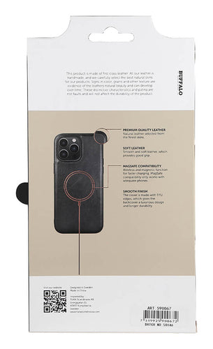 iPhone 14 Pro Max Læder Cover 6 7 – Sort – Buffalo