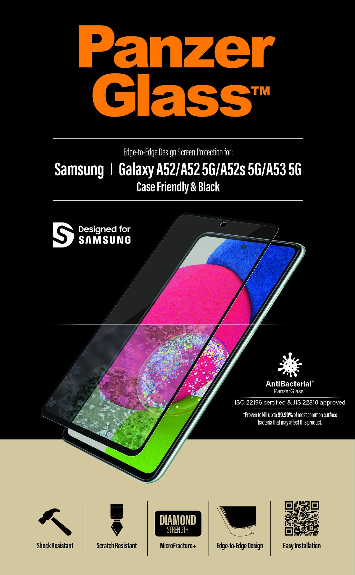 PanzerGlass Samsung Galaxy A52 (CF), Black AB - billede 9