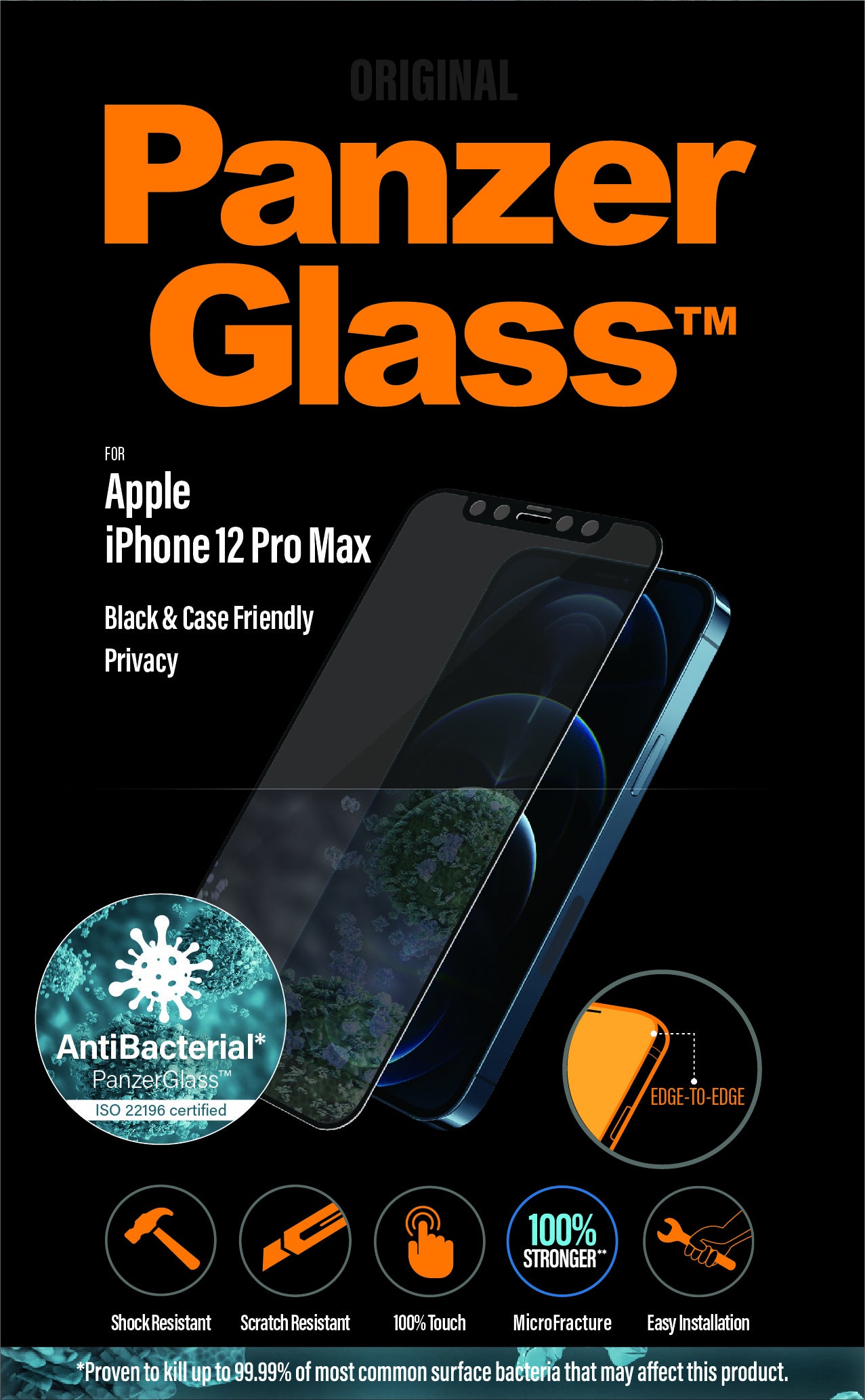 Panzerglass IPhone 12 Pro Max (CF) Privacy, Black (AB) - billede 3