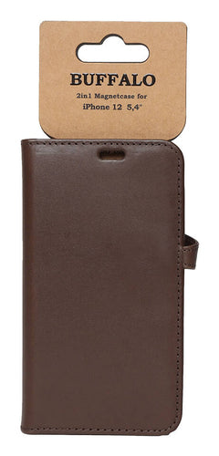 iPhone 12 Mini Læder Wallet Flip Cover – Brun – Buffalo