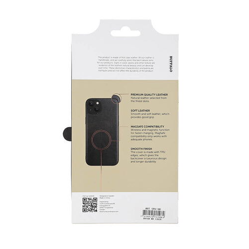 iPhone 15 Plus Læder Cover Magserie – Sort – Buffalo