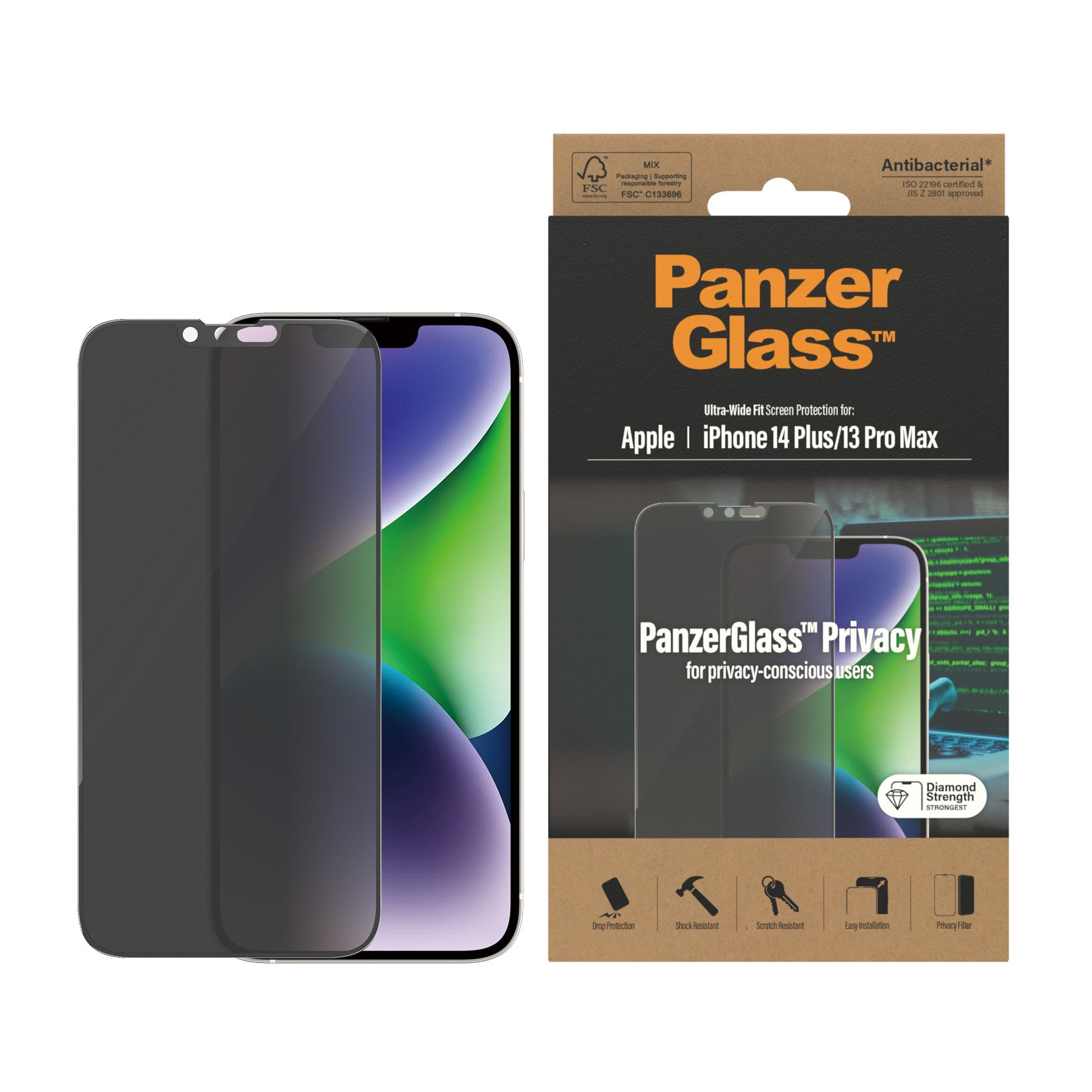 PanzerGlass IPhone 14 Plus/13 Pro Max, UWF Privacy AB - Se 5714202030318 - billede 2