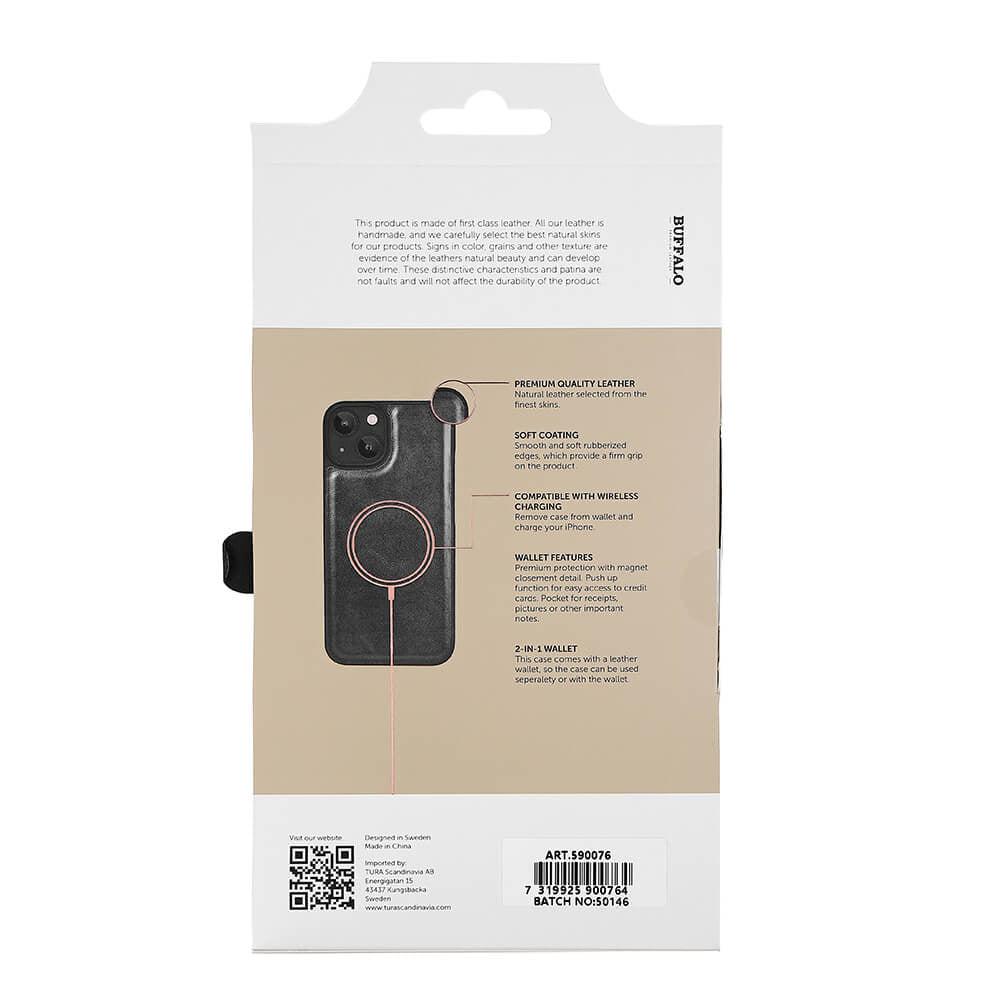 iPhone 13/14/15 Wallet Flip Cover 2in1 3 card – Sort – Buffalo - billede 6