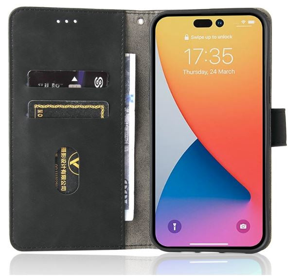 iPhone 14 Pro Max TPU Wallet Flip Cover Stand Full Protection Inner – Sort - billede 2