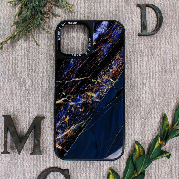 iPhone 12 Mini Cover Marmor Logo Om Kamerahul – Sort