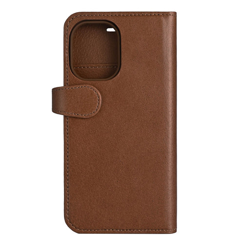 iPhone 16 Læder Wallet Flip Cover 2 i 1 – Brun – Buffalo